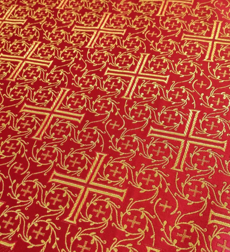 Ткань для пошива облачений Красная с крестом